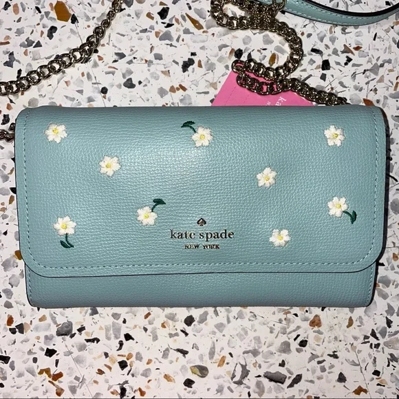 Kate Spade Darcy Embroidered Leather Chain Wallet - Picture 2 of 5